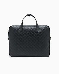 Emporio Armani - Business bag in leather with all-over embossed eagle , Man, Black, Size: TU