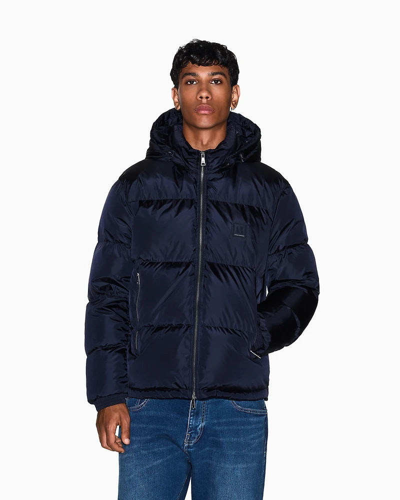 Armani Exchange - Padded jacket with hood, Man, Navy Blue, Size: