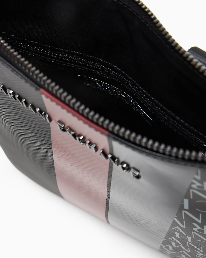 Monogram and Stripe Flat Shoulder Bag