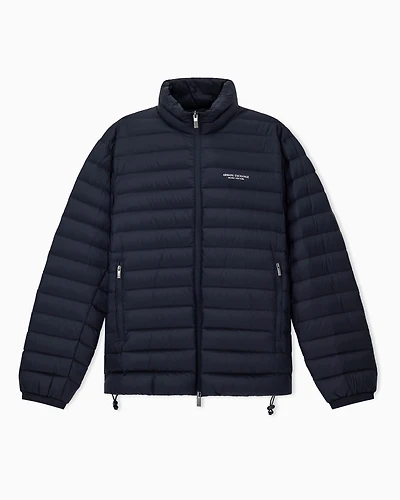 Armani Exchange - Quilted full zip down jacket, Man, Navy Blue, Size: