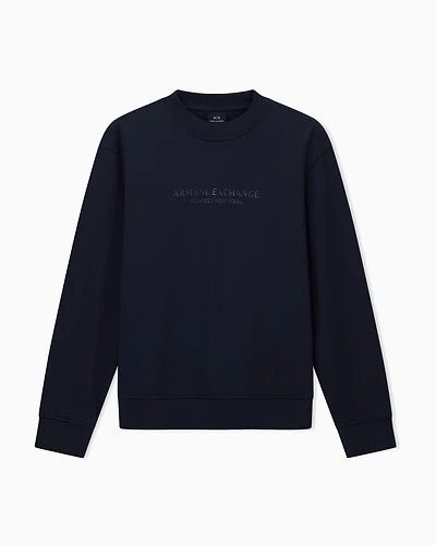 Armani Exchange - Crewneck sweatshirt with tone logo, Man, Navy Blue, Size: