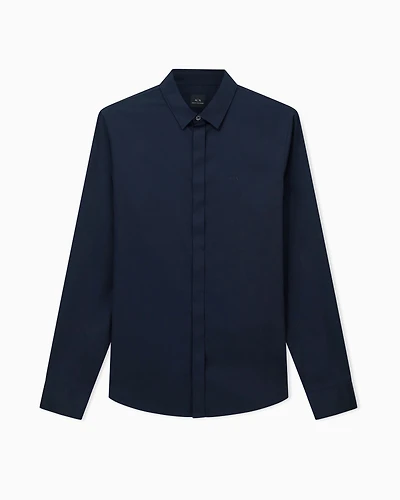 Armani Exchange - Slim fit cotton shirt, Man, Navy Blue, Size:
