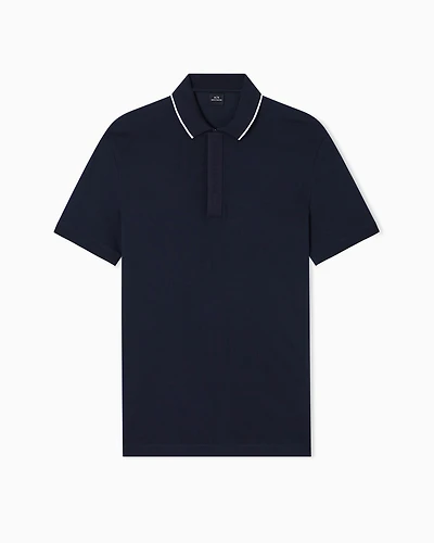 Armani Exchange - Slim fit polo with button insert, Man, Navy Blue, Size: