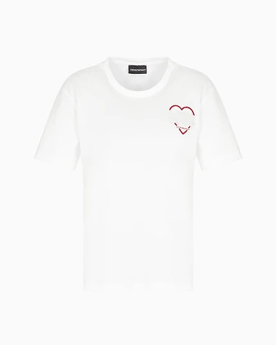 Emporio Armani - ASV Valentine’s Day capsule collection jersey T-shirt, Woman, White, Size: