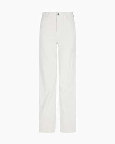 Emporio Armani - J14 regular-fit garment-dyed corduroy trousers, Woman, Beige, Size: