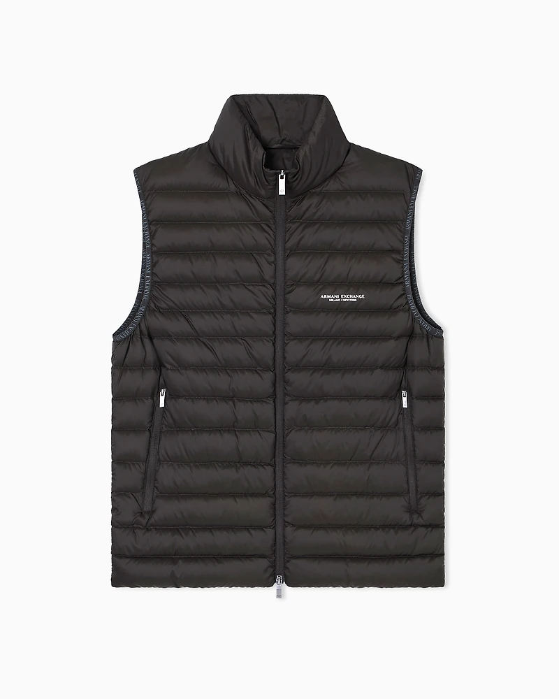 Armani Exchange - Full zip sleeveless down jacket, Man, Brown, Size: