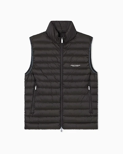 Armani Exchange - Full zip sleeveless down jacket, Man, Brown, Size: