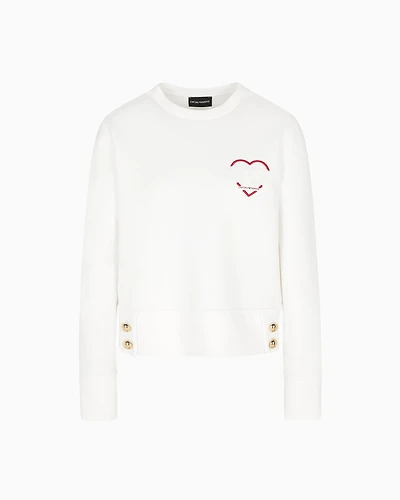 Emporio Armani - ASV Valentine’s Day capsule collection double-jersey sweatshirt, Woman, White, Size: