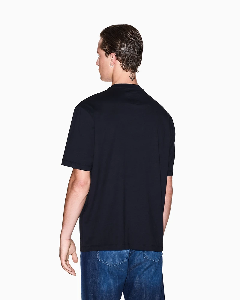 Armani Exchange - Regular fit T-shirt with pocket and logo, Man, Navy Blue, Size: