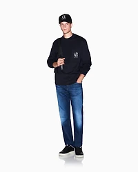 Armani Exchange - Regular fit T-shirt with pocket and logo, Man, Navy Blue, Size: