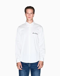 Armani Exchange - Regular fit shirt with embroidered logo, Man, White, Size: