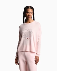 Emporio Armani - Valentine’s Day capsule collection virgin-wool jumper with rhinestones, Woman, Pink, Size: