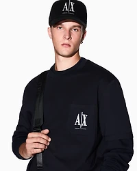 Armani Exchange - Regular fit T-shirt with pocket and logo, Man, Navy Blue, Size: