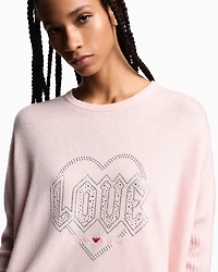 Emporio Armani - Valentine’s Day capsule collection virgin-wool jumper with rhinestones, Woman, Pink, Size: