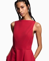 Emporio Armani - Technical cady sleeveless dress with pleats, Woman, Red, Size: