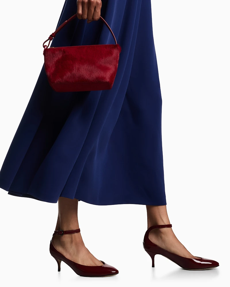 Emporio Armani - Technical cady sleeveless dress with pleats, Woman, Blue, Size: