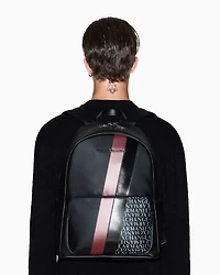 Armani Exchange - Backpack with monogram and stripes, Man, Black, Size: TU