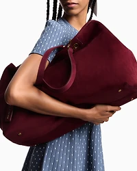 Emporio Armani - Faux suede large MyEA shopper bag, Woman, Red, Size: TU