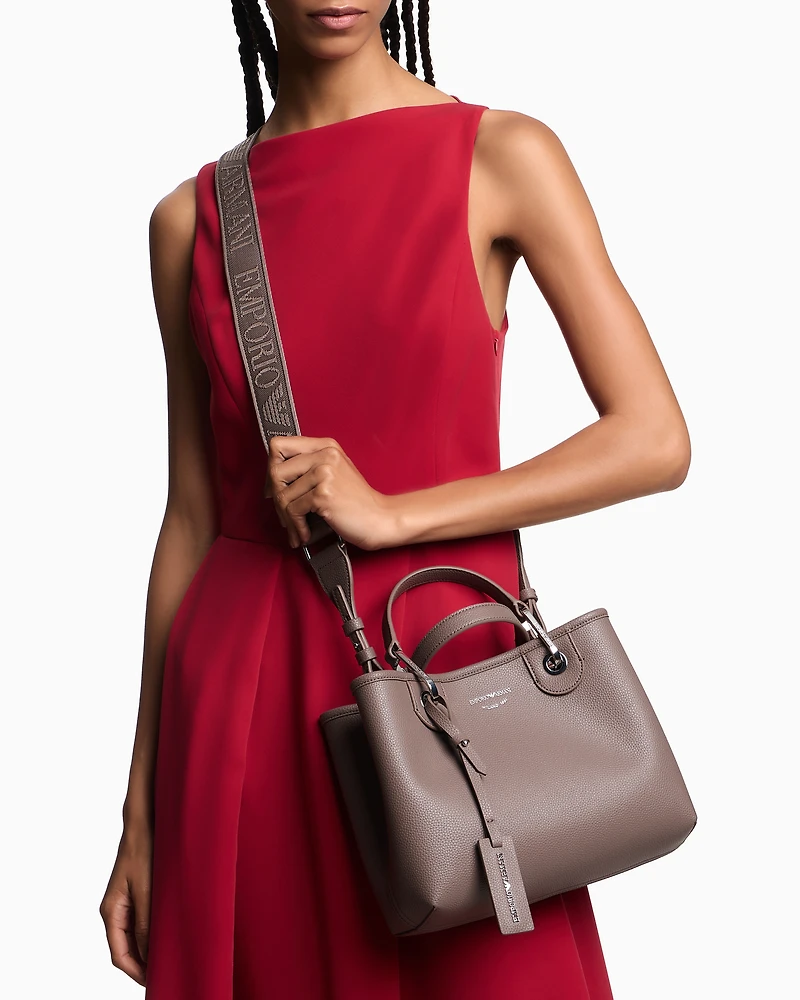 Emporio Armani - Small MyEA shopper bag with deer print, Woman, Camel, Size: TU