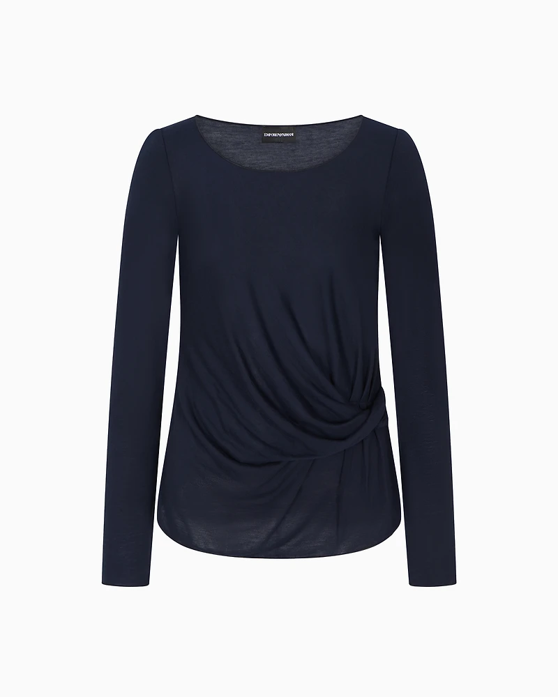 Emporio Armani - Jersey jumper with twist, Woman, Navy Blue, Size: