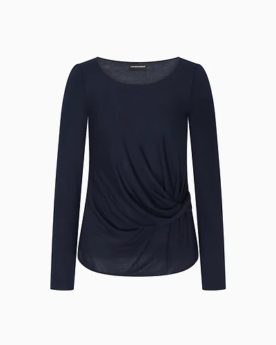 Emporio Armani - Jersey jumper with twist, Woman, Navy Blue, Size:
