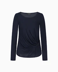 Emporio Armani - Jersey jumper with twist, Woman, Navy Blue, Size: