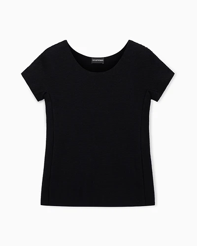 Emporio Armani - T-shirt textured-effect jersey, Woman, Black, Size: