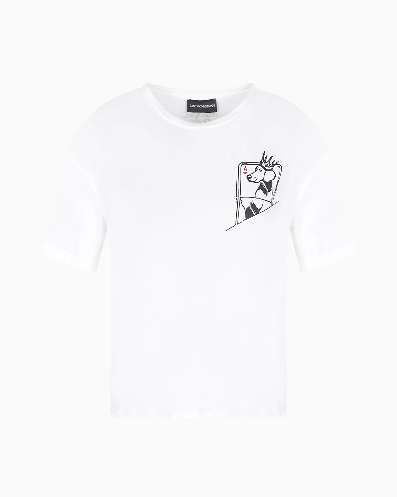 Emporio Armani - ASV We Love Dogs #28 organic-jersey T-shirt, Woman, White, Size: