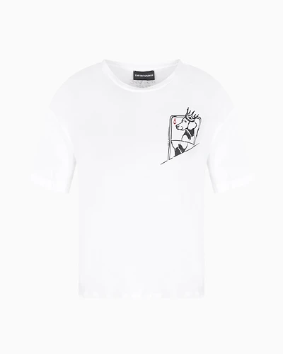 Emporio Armani - ASV We Love Dogs #28 organic-jersey T-shirt, Woman, White, Size: