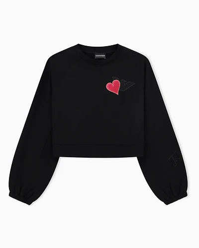 Emporio Armani - ASV French terry sweatshirt with logo, Woman, Black, Size:
