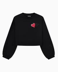 Emporio Armani - ASV French terry sweatshirt with logo, Woman, Black, Size: