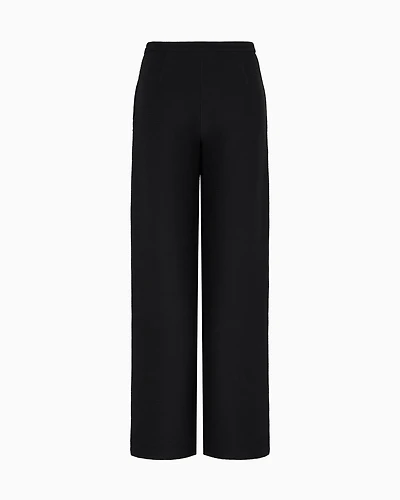 Emporio Armani - ASV embossed, textured jersey palazzo trousers, Woman, Black, Size: