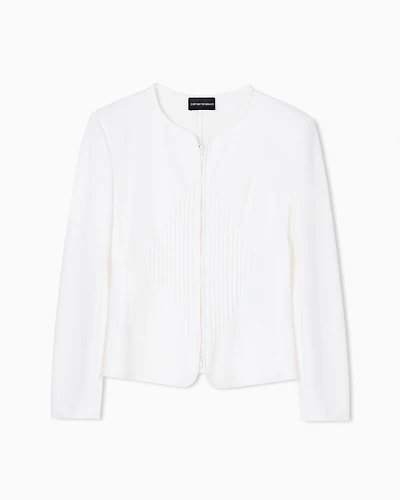 Emporio Armani - Milano-stitch jacket with shoulder pads , Woman, White, Size: