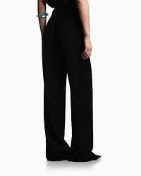 Emporio Armani - ASV palazzo trousers waffle-weave technical fabric, Woman, Black, Size: