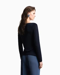 Emporio Armani - Jersey jumper with twist, Woman, Navy Blue, Size: