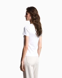 Emporio Armani - ASV stretch-jersey slim-fit T-shirt with oversized eagle pattern, Woman, White, Size: