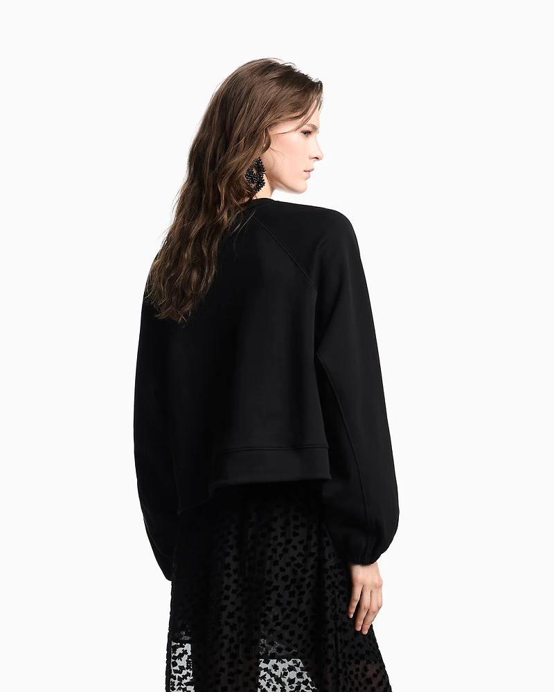 Emporio Armani - ASV French terry sweatshirt with logo, Woman, Black, Size: