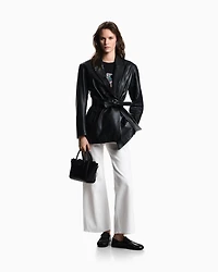 Emporio Armani - ASV stretch-jersey slim-fit T-shirt with oversized eagle pattern, Woman, Black, Size: