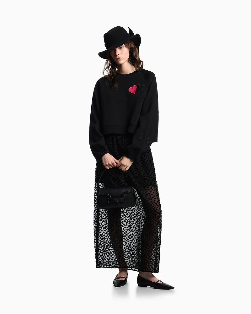 Emporio Armani - ASV French terry sweatshirt with logo, Woman, Black, Size: