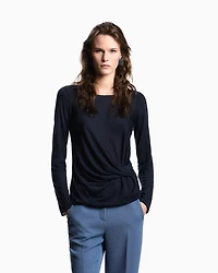 Emporio Armani - Jersey jumper with twist, Woman, Navy Blue, Size: