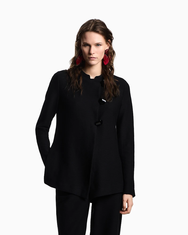 Emporio Armani - Embossed, textured jersey jacket, Woman, Black, Size: