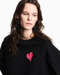 Emporio Armani - ASV French terry sweatshirt with logo, Woman, Black, Size: