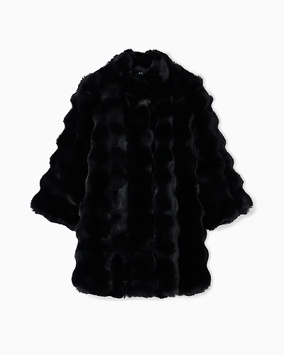Armani Exchange - Faux fur jacket with waves, Woman, Black, Size: