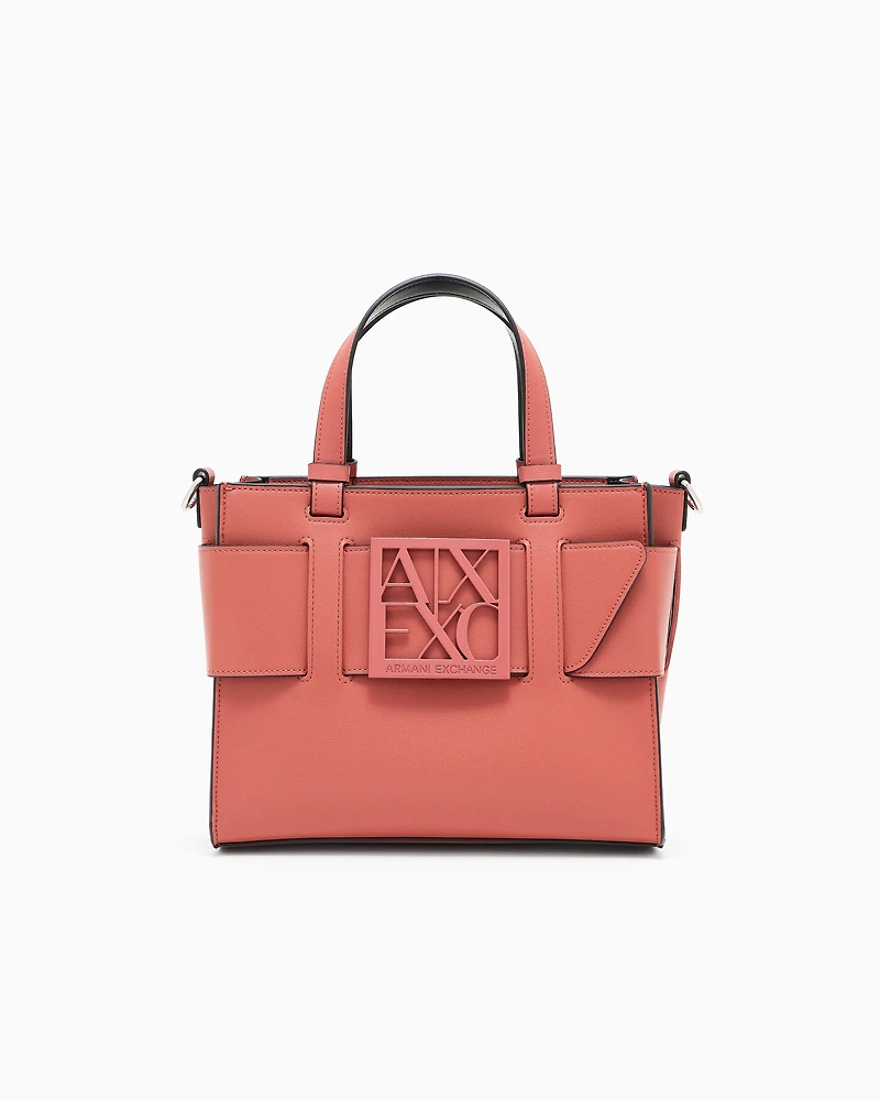 Armani Exchange - Medium tote bag with double handles and shoulder strap, Woman, Pink, Size: TU