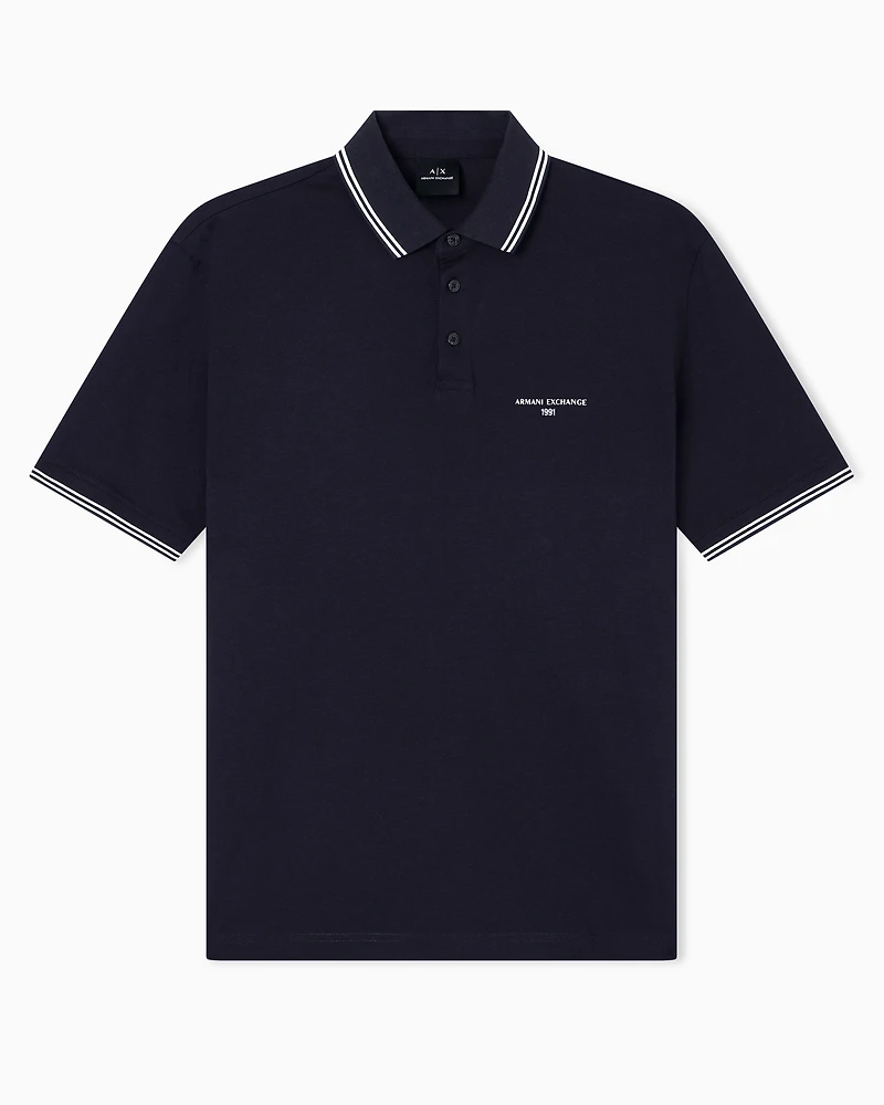 Armani Exchange - Regular fit cotton jersey polo shirt, Man, Navy_blue, Size: