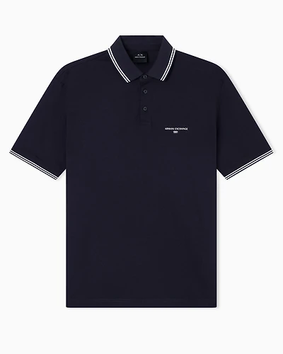 Armani Exchange - Regular fit cotton jersey polo shirt, Man, Navy_blue, Size: