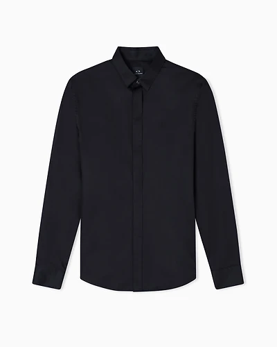Armani Exchange - Slim fit cotton shirt, Man, Black, Size: