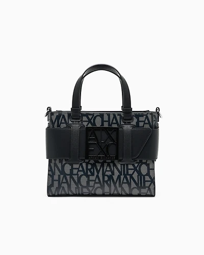 Armani Exchange - Medium tote bag with contrasting detail, Woman, Black, Size: TU
