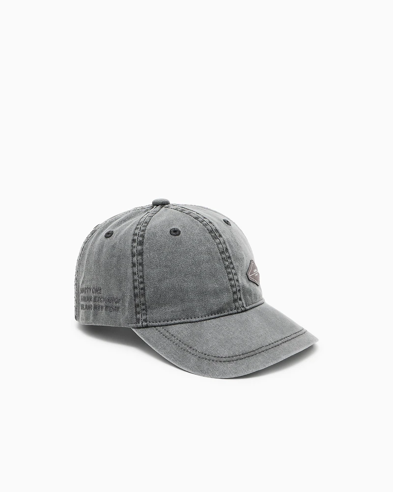 Armani Exchange - Embroidered denim hat, Man, Grey, Size: TU