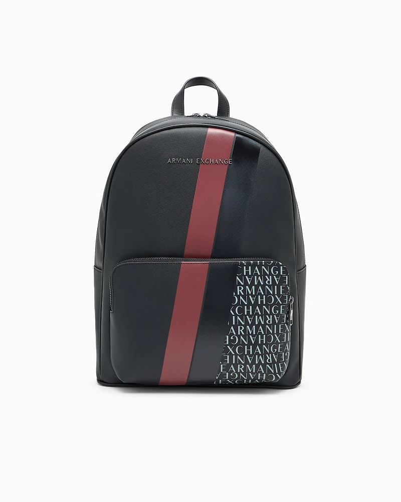Armani Exchange - Backpack with monogram and stripes, Man, Black, Size: TU